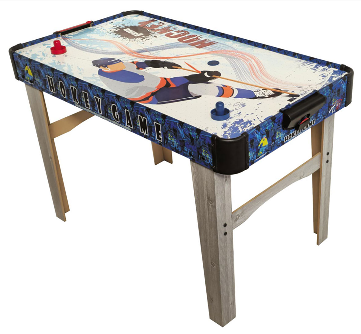 هاکی بزرگ پایه بلند آیتم: 545-lp کارتن:1عددی ابعاد112×61×70 متریال : تماما ام دی اف و با بهره گیری از مواد پلاستیک نو و مناسب با سنین کاربران . مناسب: سنین 8سال به بالا برش ام دی اف: ماشین کاری cnc دادای جت فن با قدرت مناسب ابعاد که موجب استحکاک کمتر توپ (ژتون)روی سطح صفحه می گردد و هیجان بالایی برای کاربران به همراه دارد. دارای ادابتور DC